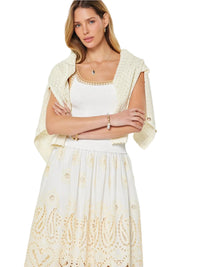 Eyelet Skirt Sweater Midi Dress