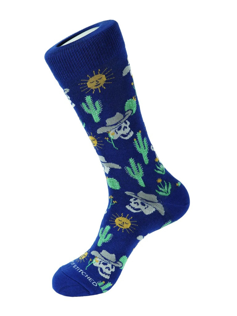 Desert Skull Crew Blue Sock