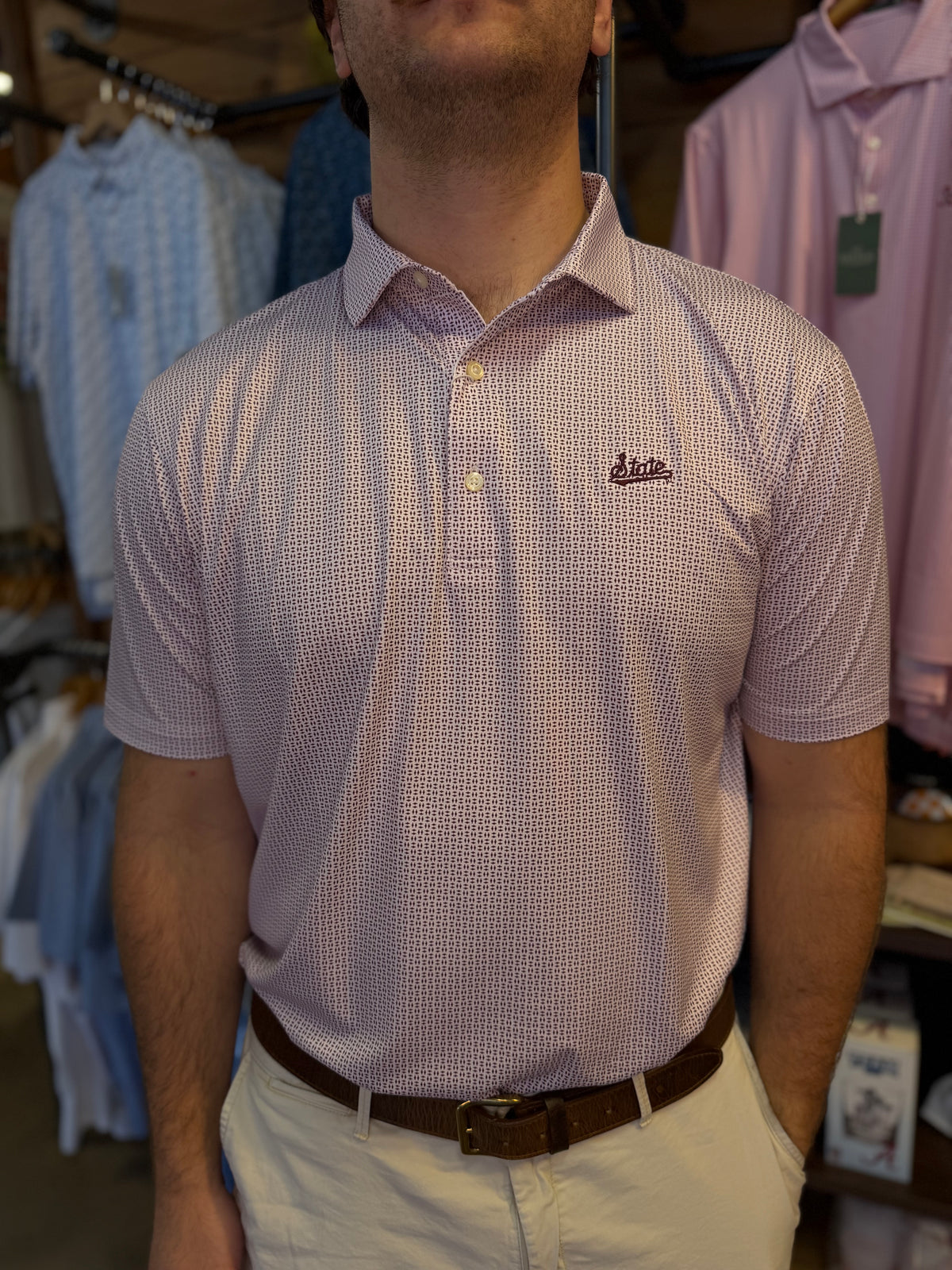Mississippi State Trellis Print Polo