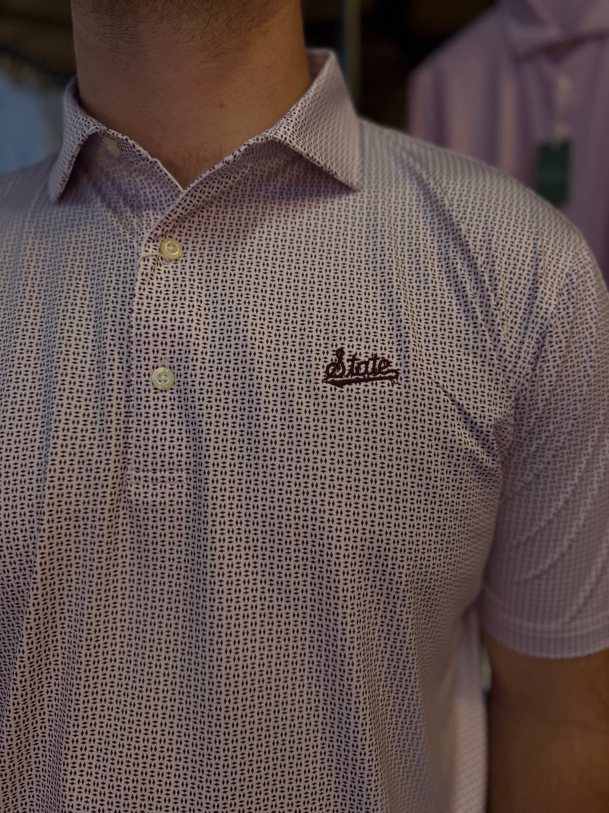 Mississippi State Trellis Print Polo