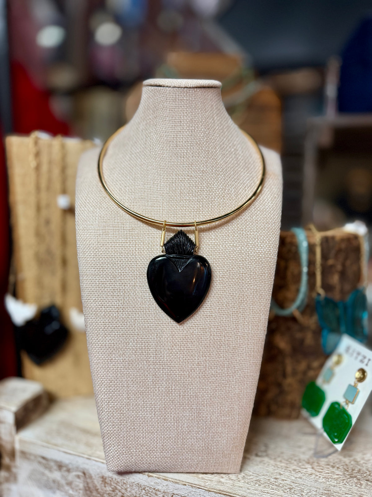 Flaming Stone Heart Collar