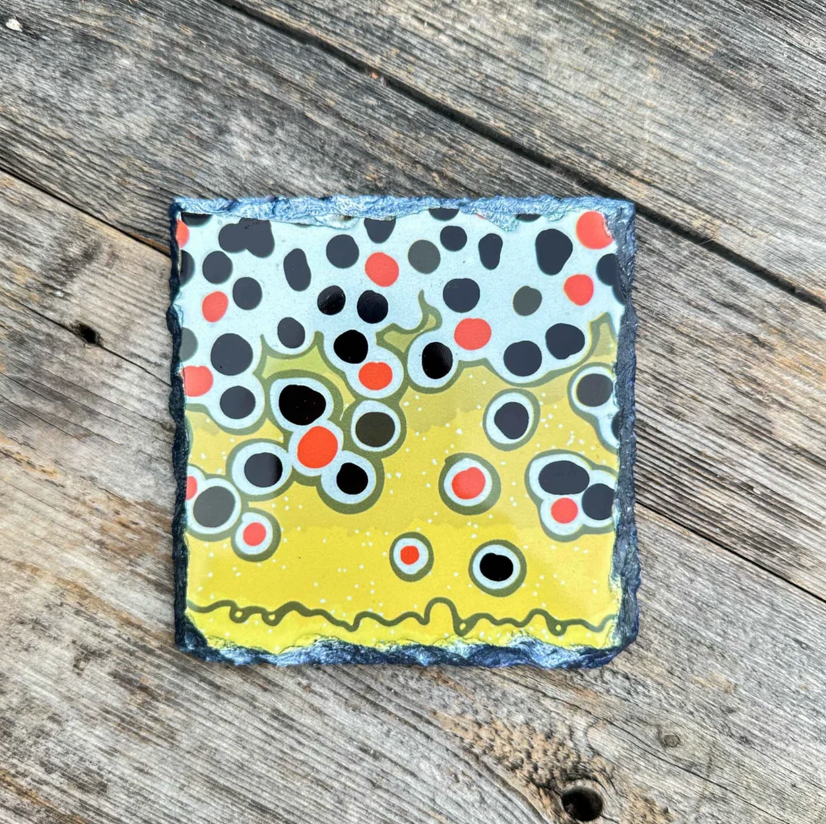Trout Pattern Slate Coaster Singles