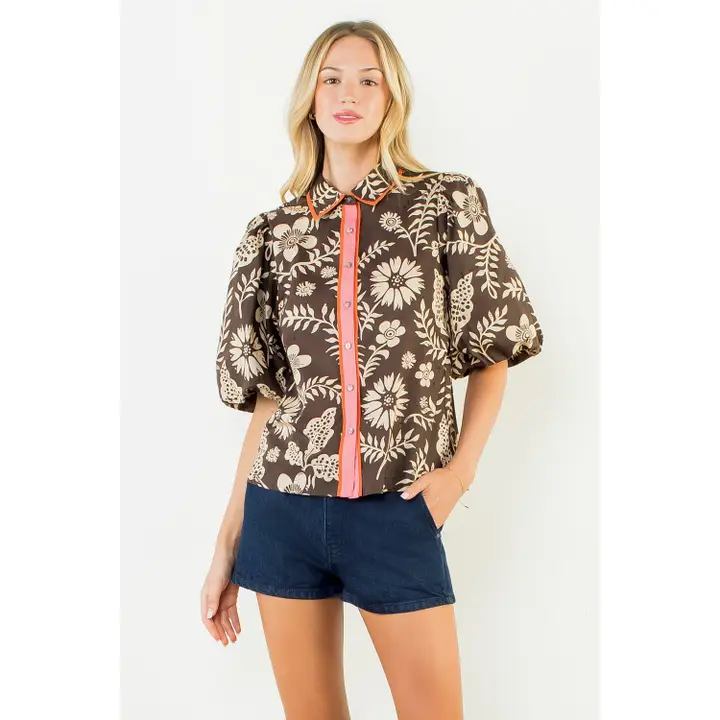 Puff Mid Sleeve Floral Top