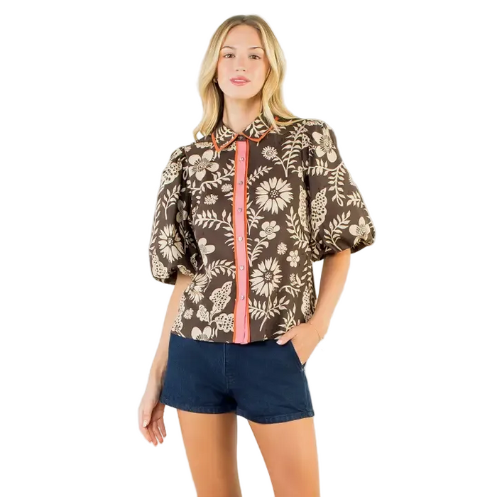 Puff Mid Sleeve Floral Top