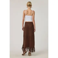 Western Fringe Faux Suede Maxi Skirt