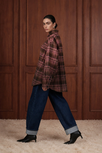 Ombre Plaid Brushed Shirt Jacket