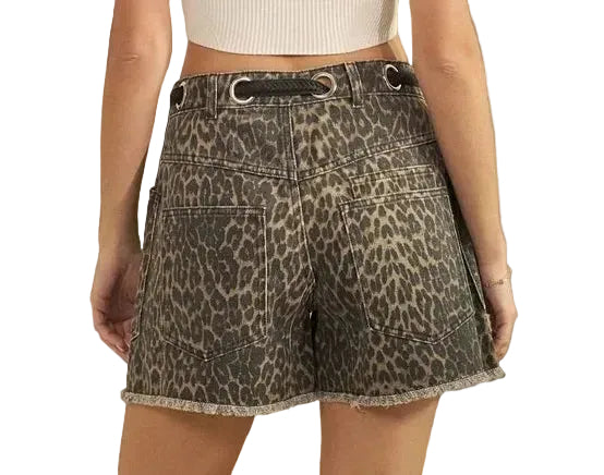 Printed Denim Shorts