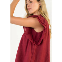 The Perfect Merlot Flutter Sleeve Top