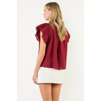 The Perfect Merlot Flutter Sleeve Top