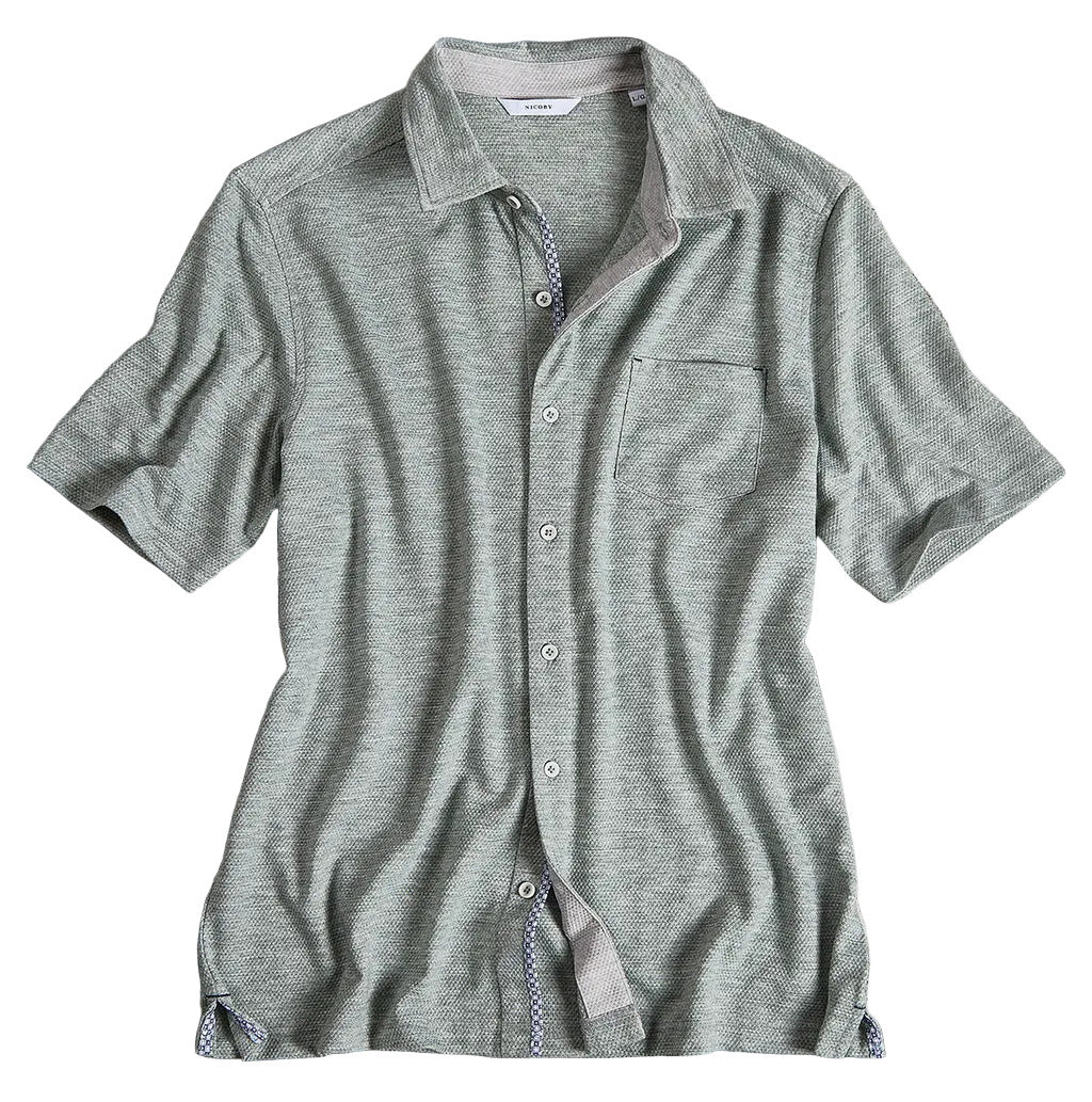 Honeycomb Knit Button Down Shirt