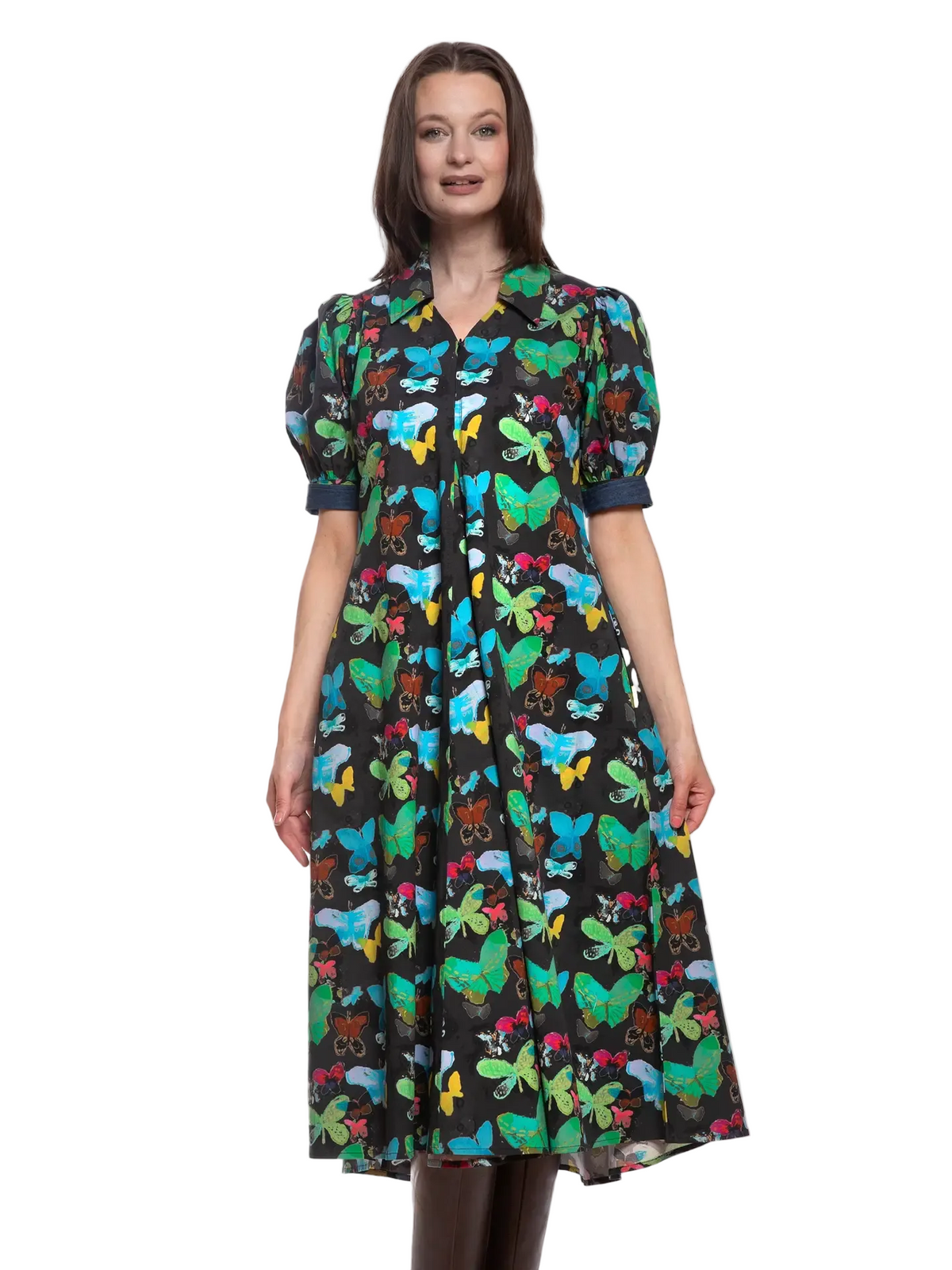 Montauk Dress Black Butterfly Print