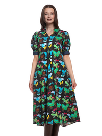 Montauk Dress Black Butterfly Print