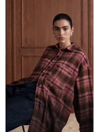 Ombre Plaid Brushed Shirt Jacket