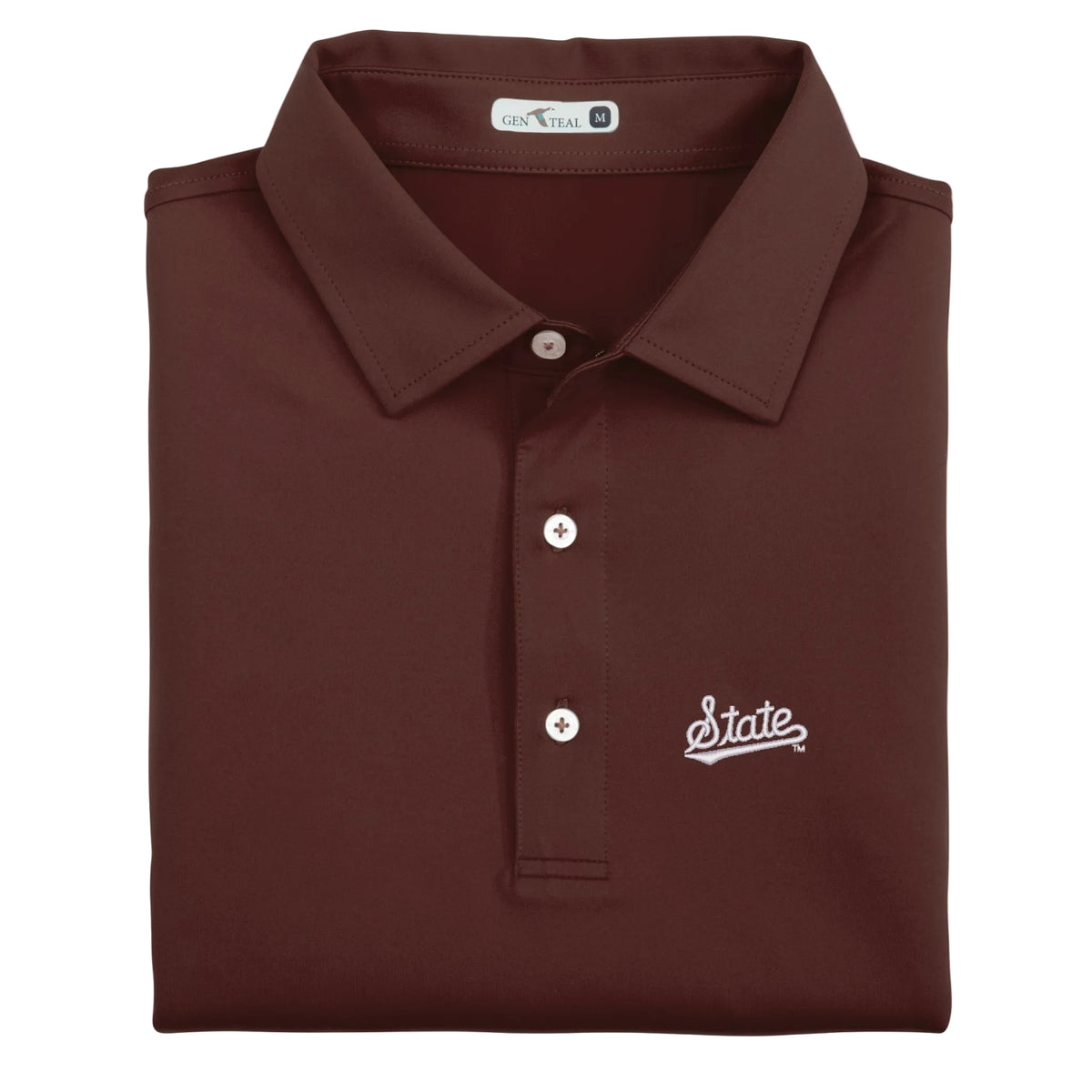 Mississippi State Script Solid Maroon Polo