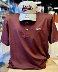 Mississippi State Script Solid Maroon Polo