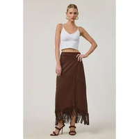 Western Fringe Faux Suede Maxi Skirt