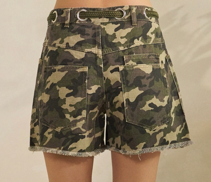Printed Denim Shorts
