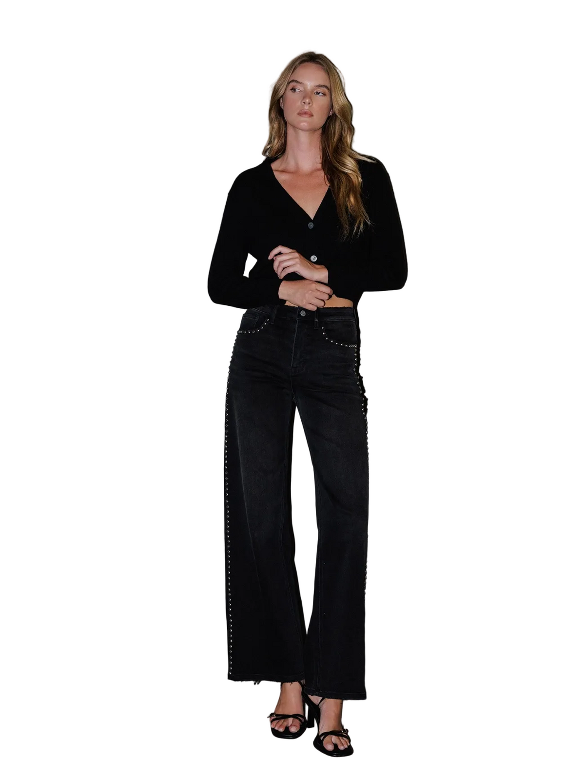 Olivia Black High Rise Studded Jeans