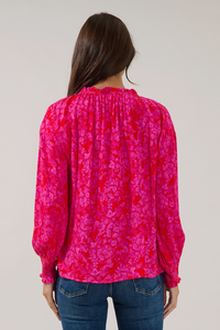 Weylin Split Neck Blouse Rouge Floral