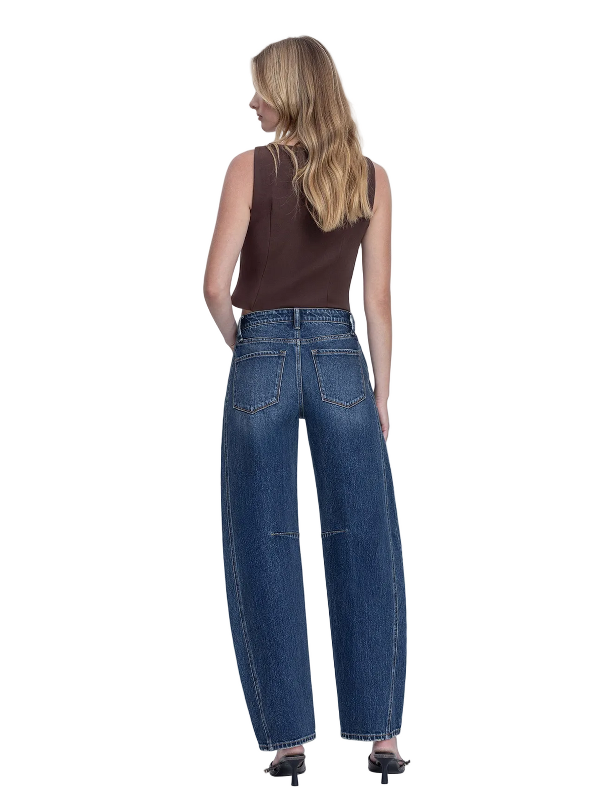 High Rise Dark Wash Barrel Jeans