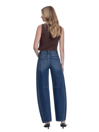High Rise Dark Wash Barrel Jeans