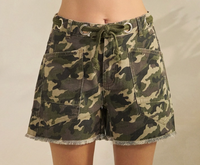 Printed Denim Shorts