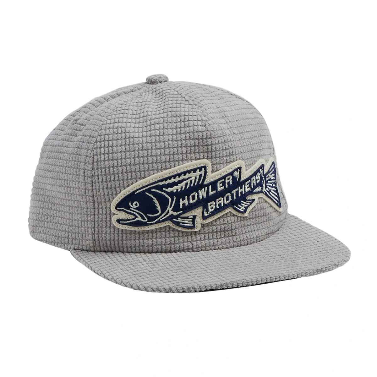 Unstructured Snapback Hat - Trout Bolt : Grey Grid Corduroy