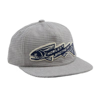 Unstructured Snapback Hat - Trout Bolt : Grey Grid Corduroy