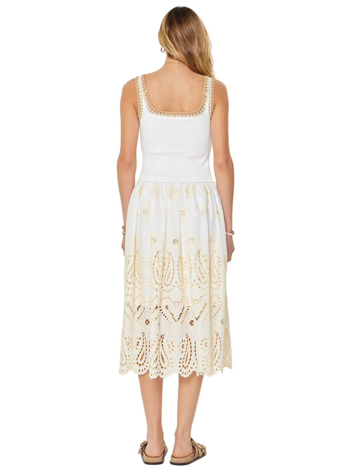 Eyelet Skirt Sweater Midi Dress