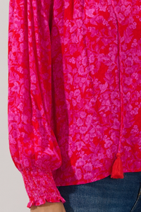 Weylin Split Neck Blouse Rouge Floral