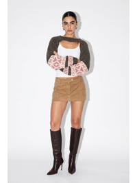 Intarsia Knit Open-Back Cropped Sweater