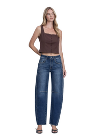 High Rise Dark Wash Barrel Jeans